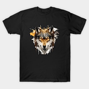 Wolf Portrait Animal Painting Wildlife Outdoors Adventure T-Shirt